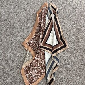 Anne Klein Brown and Tan Floral Geometric Scarf
